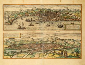 Mapa Genui i Florencji z miast świata autorstwa Georga Braun autorstwa Georg Braun and Hogenberg Franz
