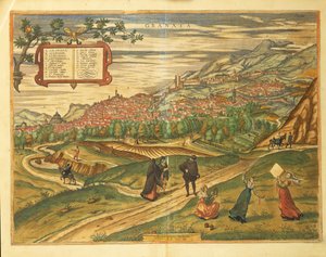 Mapa Granady z mapy świata autorstwa Georga Braun autorstwa Georg Braun and Hogenberg Franz