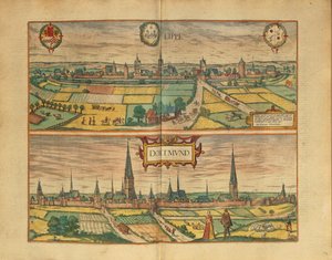 Mapa Lippe i Dortmundu z II wojny światowej autorstwa Georga Braun autorstwa Georg Braun and Hogenberg Franz