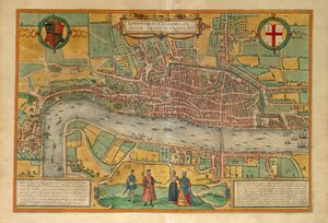 Mapa Londynu z miast świata autorstwa Georga Braun autorstwa Georg Braun and Hogenberg Franz