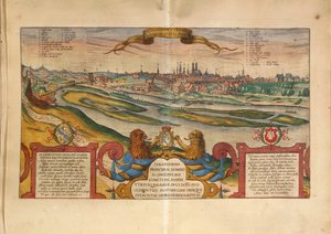 Mapa Monachium, Niemcy, z miast świata autorstwa Georga Braun autorstwa Georg Braun and Hogenberg Franz