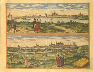 Mapa Orleanu i Bourges z miast świata autorstwa Georga Braun autorstwa Georg Braun and Hogenberg Franz
