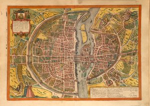 Mapa Paryża z miast świata autorstwa Georga Braun autorstwa Georg Braun and Hogenberg Franz