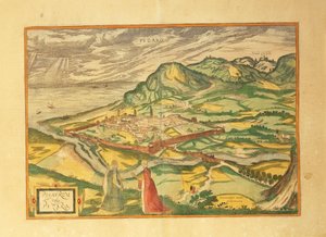 Mapa Pesaro z Miast Świata autorstwa Georga Braun autorstwa Georg Braun and Hogenberg Franz
