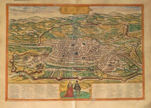Mapa Rzymu z II wojny światowej autorstwa Georga Braun autorstwa Georg Braun and Hogenberg Franz