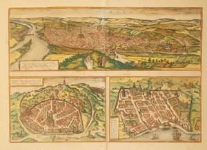 Mapa Rouen, Nimes i Bordeaux z miast świata autorstwa Georga Braun autorstwa Georg Braun and Hogenberg Franz
