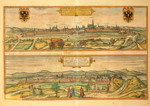 Mapa Wiednia i Budy z miast świata autorstwa Georga Braun autorstwa Georg Braun and Hogenberg Franz