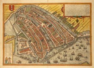 Mapa miasta, z Miast świata autorstwa Georga Braun autorstwa Georg Braun and Hogenberg Franz