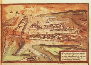 Mapa wyspy Malty autorstwa Georga Braun autorstwa Georg Braun and Hogenberg Franz