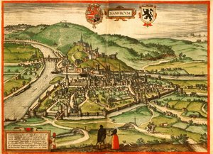 Namur, Belgia autorstwa Georg and Hogenberg Franz (1535 90) Braun