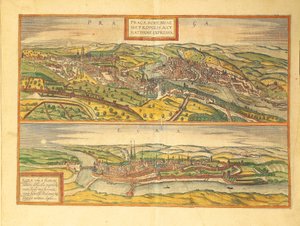Praga i Cheb, Eger z Miast Świata Georga Braun autorstwa Georg Braun and Hogenberg Franz