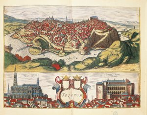 Hiszpania, Toledo, miasto Toledo z Civitates Orbis Terrarum autorstwa Georga Brauna i Franza Hogenberga, rycina autorstwa Georg Braun and Hogenberg Franz