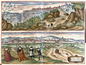 Acquapendente (prowincja Viterbo) i Treviso, Włochy (grafika) autorstwa Georg Braun and Hogenberg Franz