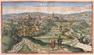 Koszyce (Cassovia), Słowacja (grafika) autorstwa Georg Braun and Hogenberg Franz