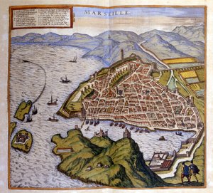 Widok Marsylii z atlasu Brauna i Hogenberga autorstwa Georg Braun and Hogenberg Franz