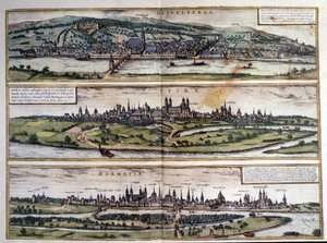 Widoki trzech miast w Niemczech: Heidelberg, Spire, Worms. Atlas Brauna i Hogenberga. 1550. autorstwa Georg Braun and Hogenberg Franz