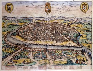 Widok Sewilli z atlasu Brauna i Hogenberga autorstwa Georg Braun and Hogenberg Franz