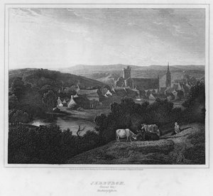 Jedburgh, Widok ogólny, Roxburghshire (grawerowanie)
