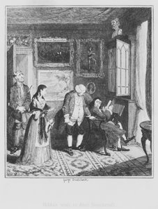 Wizyta Hildy u Abla Beechcrofta (grafika) autorstwa George (after) Cruikshank