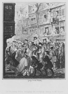 Sir Bulkeley Price wnosi pieniądze hipoteczne do pana Scarve (grawerowanie) autorstwa George (after) Cruikshank
