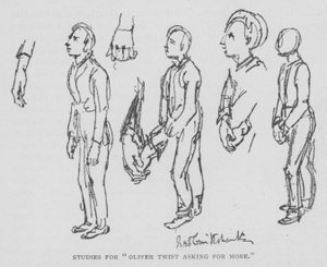 Studia do „Oliver Twist z prośbą o więcej” (grafika) autorstwa George (after) Cruikshank