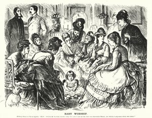Punch cartoon: Baby Worship (grawerowanie) autorstwa George (after) Du Maurier