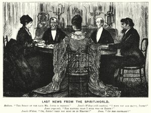 Punch cartoon: Ostatnie wieści ze świata duchów (grawerowanie) autorstwa George (after) Du Maurier