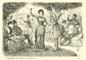 Zastąpić tenisa ziemnego - impreza z bąbelkami (grawerowanie) autorstwa George (after) Du Maurier