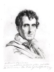 Portret Antonio Canovy (1757-1822) 1817 (rycina) (zdjęcie czarno-białe) autorstwa George (after) Hayter