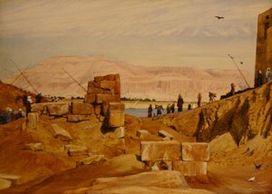 Figures at Work, Luxor (ołówek i akwarela na papierze)