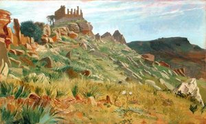 Świątynia Junony Laciny, Agrigento, Sycylia (olej na płótnie)