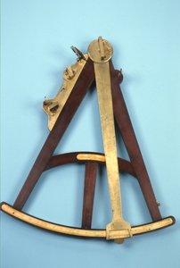 18-calowy kwadrant lub oktant Hadleya, ok. 1760 (drewno, mosiądz i szkło)