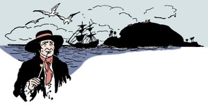 Reprezentacja Wyspy Żółwi na Morzu Karaibskim Ilustracja z „Księgi piratów chłopców”” George