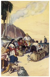 Pirat Henry Morgan dzieli się skarbem Maracaibo Ilustracja z „Piraci z Panamy lub Buccaneers of America” George