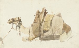 Siedzący załadowany wielbłąd autorstwa George Antoine Prosper Marilhat