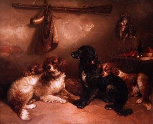 Po sesji zdjęciowej – kwartet spanieli autorstwa George Armfield