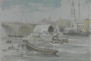Rozbiórka Old London Bridge autorstwa George Arnald