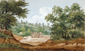 Widok z wykopalisk tunelu Highgate, Londyn, 1812 r. autorstwa George Arnald