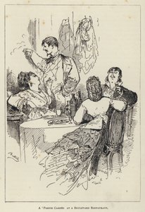 „Partie Carree” w restauracji Boulevard (grawerowanie) autorstwa George Augustus Sala