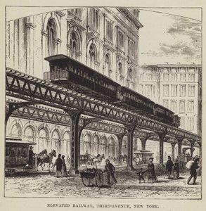 Podwyższona kolej, Third-Avenue, Nowy Jork autorstwa George Augustus Sala