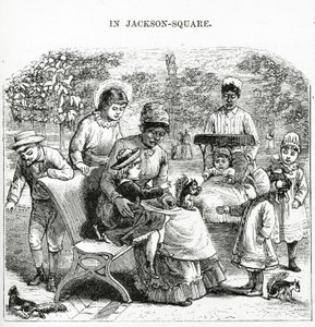 Na Jackson Square, Nowy Orlean, ilustracja z „America Revisited...” (rycina) autorstwa George Augustus Sala
