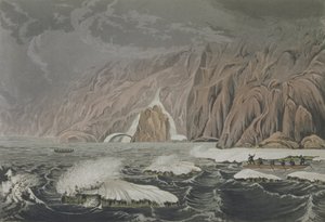 Wyprawa podwajająca Cape Barrow, 25 lipca 1821, z Narracji o podróży do wybrzeży Morza Polarnego w latach 1819-22 autorstwa sir Johna Franklina (1786-1847) rytowana przez Edwarda Findena (1791-1857) pu