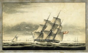 Okręt transportowy HMS "Akbar" (1806), 10 sierpnia autorstwa George Back