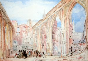 Pozostałości Izby Gmin po pożarze w listopadzie 1834 r. autorstwa George Balmer