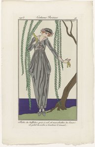 Journal des Dames et des Modes, Costumes Parisiens, 1913, nr 91: Sukienka w taftę (...) autorstwa George Barbier