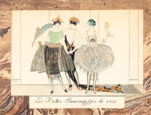 Piękne Sauvageffes z 1920 roku, z Le Bonheur du Jour lub Les Graces à la Mode, 1924. autorstwa George Barbier