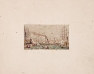 Nadruk igłowy: Królewska Flota w Kilkenny Bay (?) autorstwa George Baxter