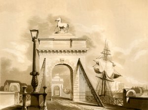 Most Norfolk, New Shoreham, 1835. autorstwa George Baxter
