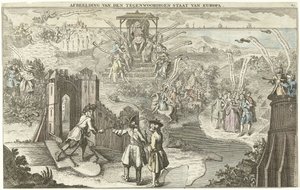 Obecny stan Europy, 1742 Obraz obecnego stanu Europy (tytuł na obiekcie) autorstwa George Bickham (II)