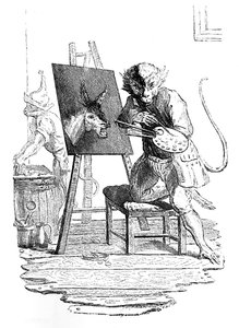Małpa malująca osła, 1753.